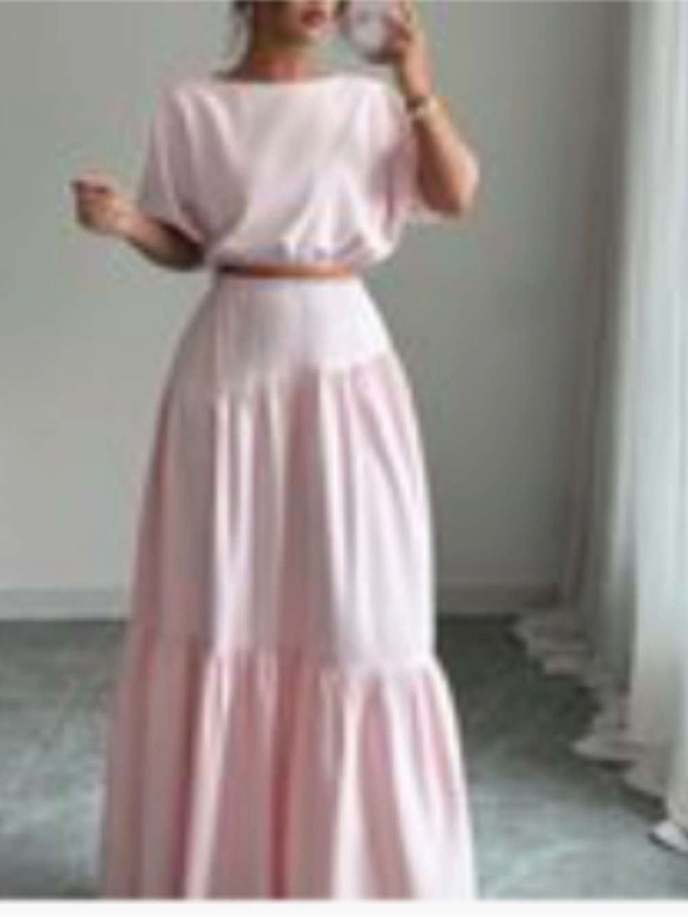 Women's Pale Pink Maxi Skirt Set